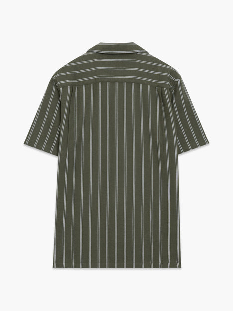 Short Sleeve Open Weave Striped Holiday Shirt