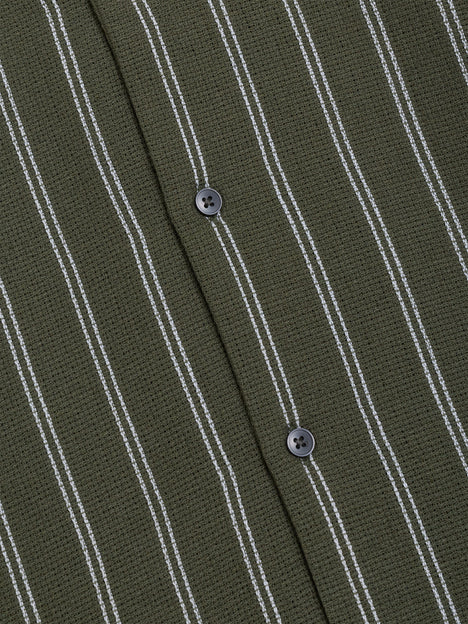 Short Sleeve Open Weave Striped Holiday Shirt