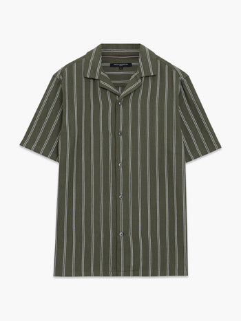 Short Sleeve Open Weave Striped Holiday Shirt