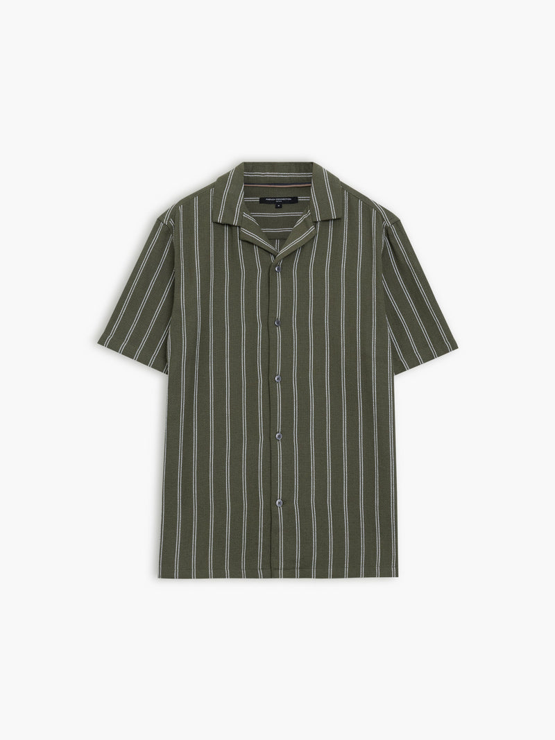 A short sleeve green and white striped shirt