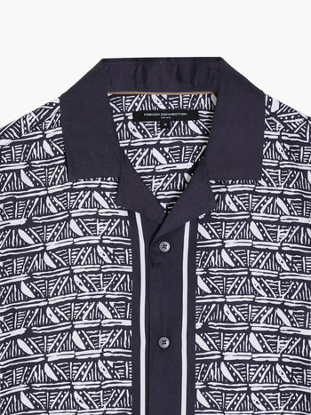 Short Sleeve Panelled Print Holiday Shirt