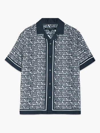 Short Sleeve Panelled Print Holiday Shirt