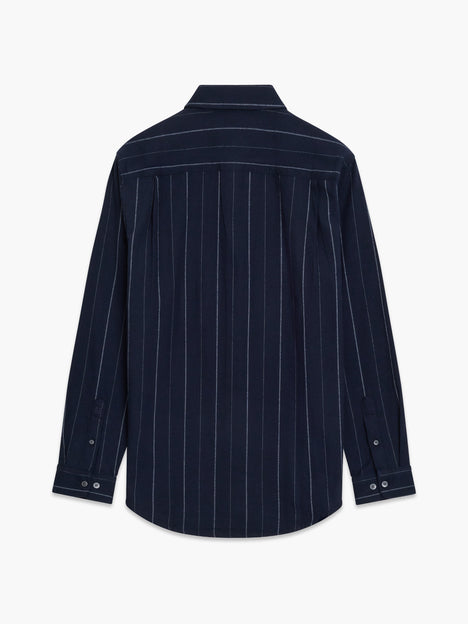 Long Sleeve Regular Fit Navy Blue Striped Shirt