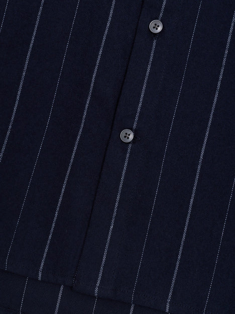 Long Sleeve Regular Fit Navy Blue Striped Shirt