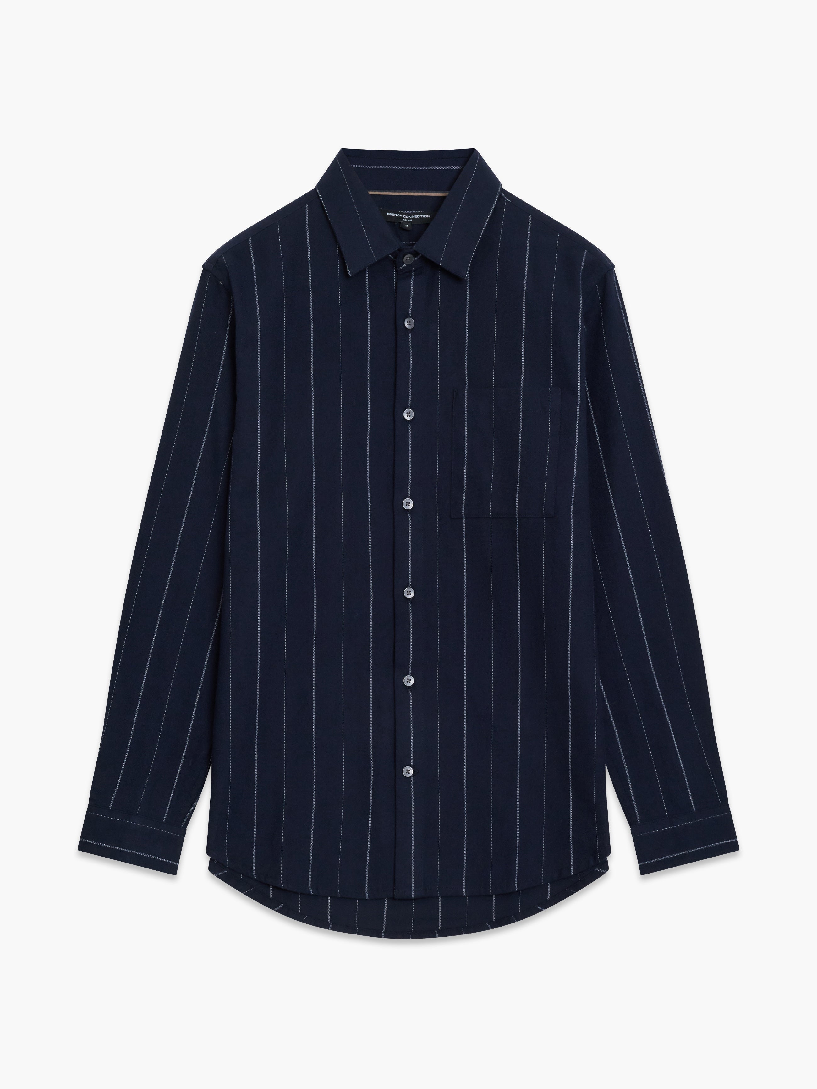 Long Sleeve Regular Fit Navy Blue Striped Shirt
