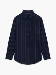 Long Sleeve Regular Fit Navy Blue Striped Shirt