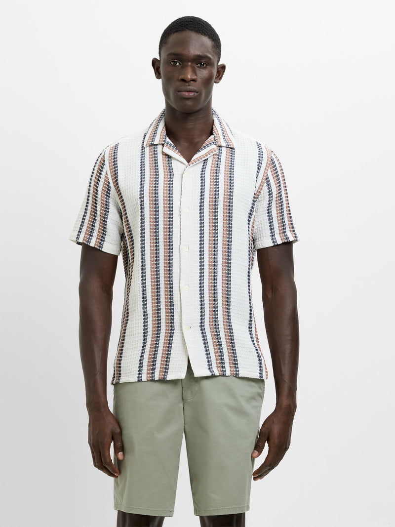 Short Sleeve Waffle Striped Shirt