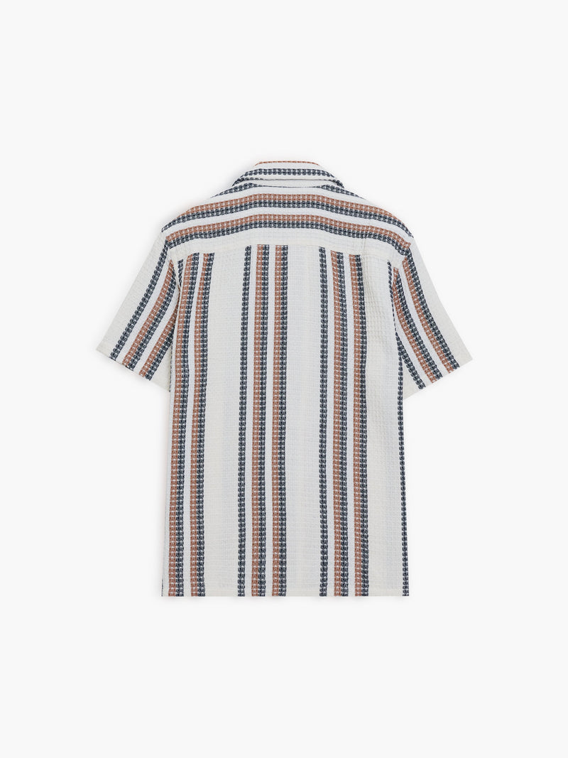 Short Sleeve Waffle Striped Shirt