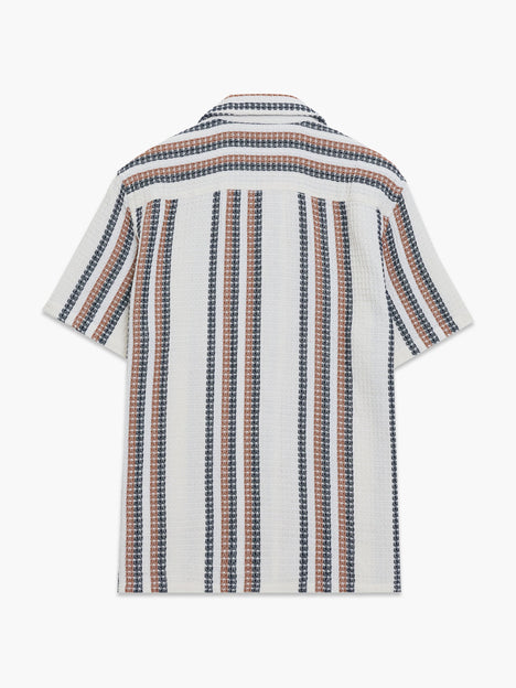 Short Sleeve Waffle Striped Shirt