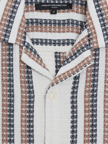 Short Sleeve Waffle Striped Shirt