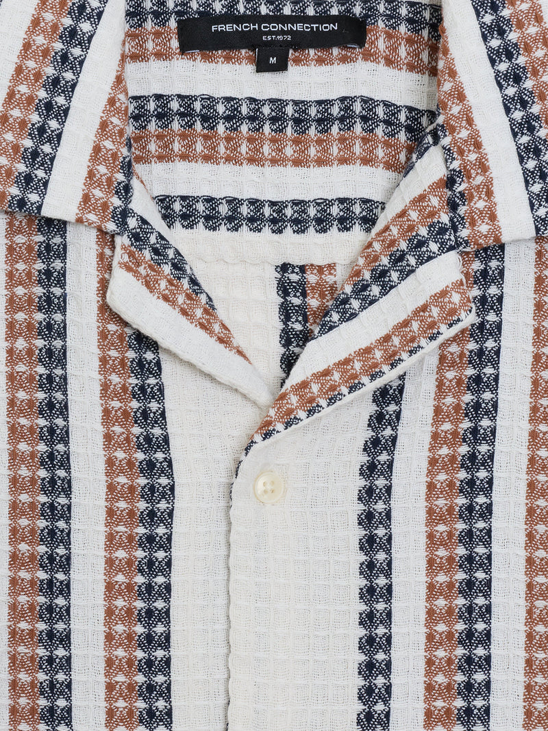 Short Sleeve Waffle Striped Shirt