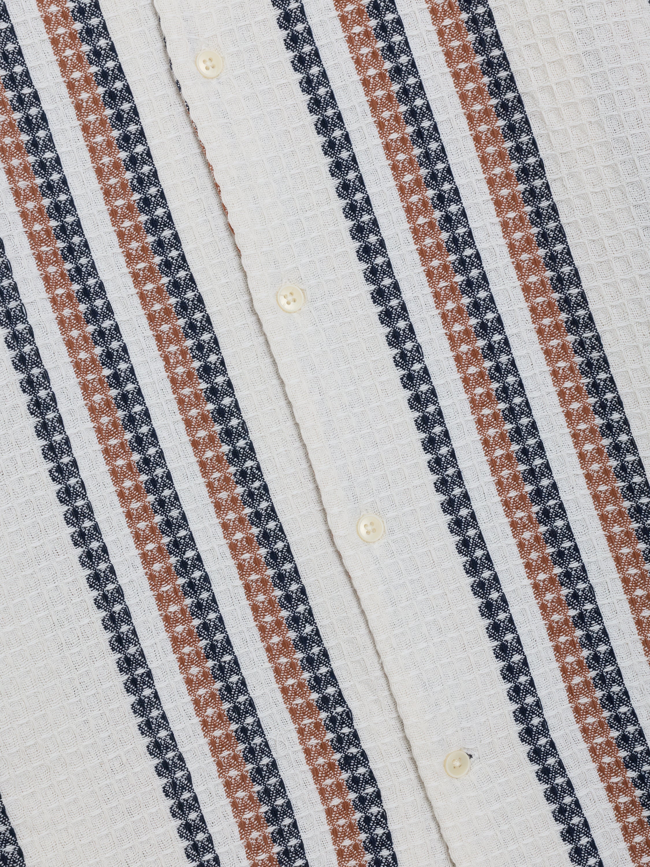 Short Sleeve Waffle Striped Shirt