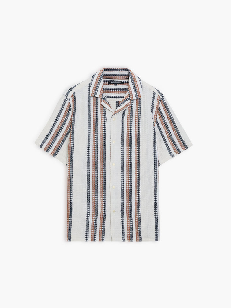 Short Sleeve Waffle Striped Shirt