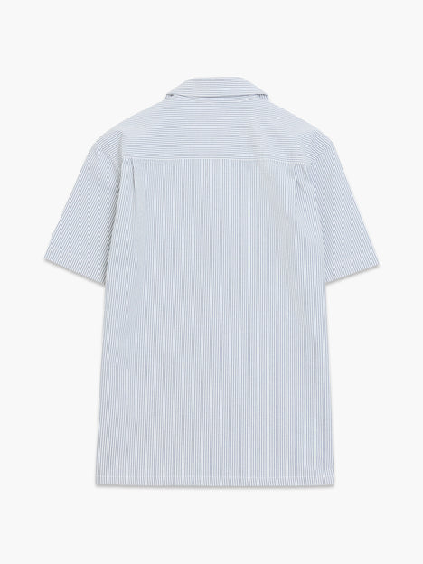 Short Sleeve Seersucker Striped Holiday Shirt