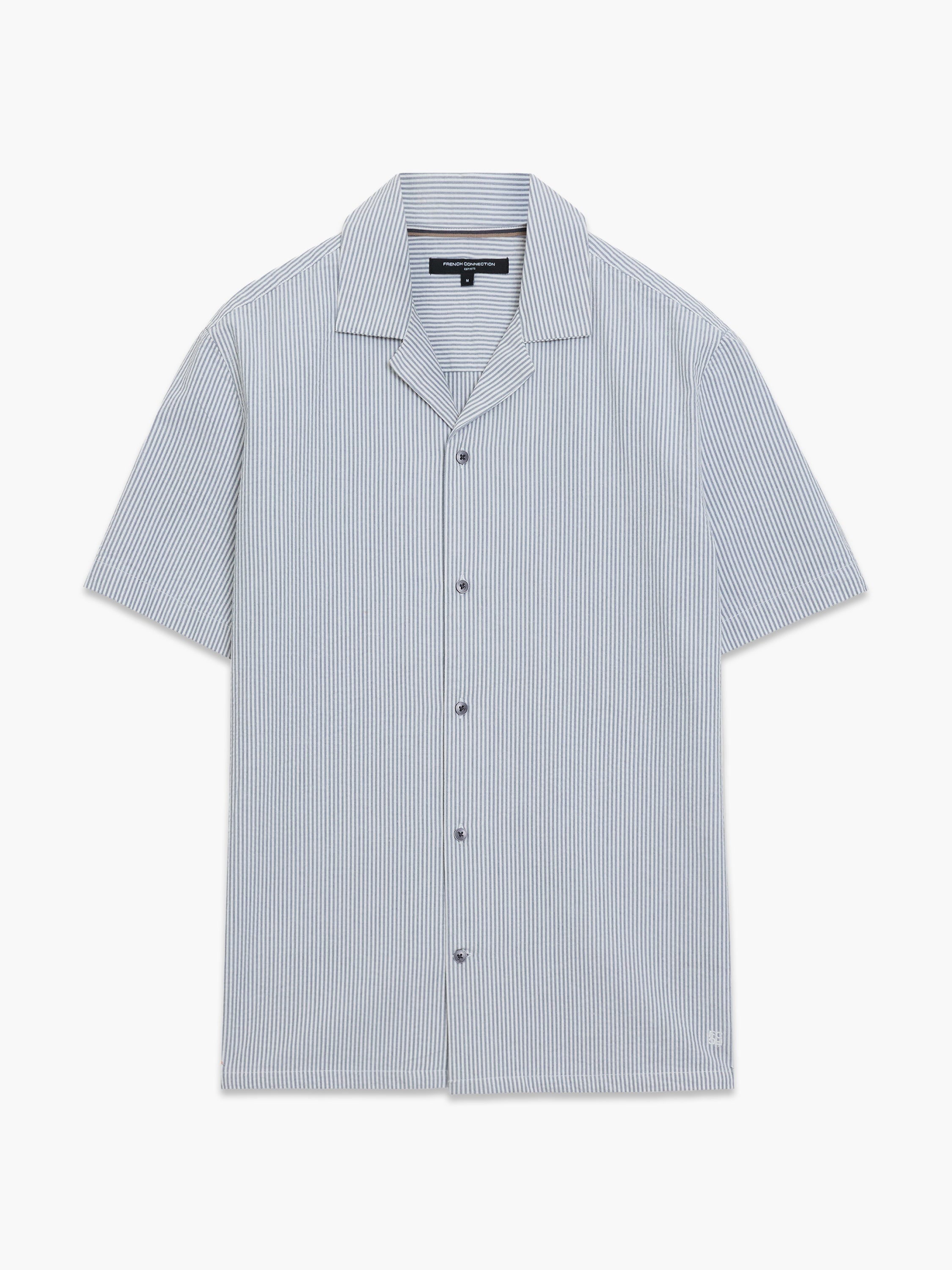 Short Sleeve Seersucker Striped Holiday Shirt