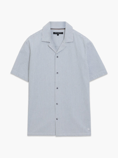 Short Sleeve Seersucker Striped Holiday Shirt
