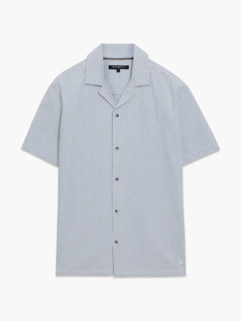 Short Sleeve Seersucker Striped Holiday Shirt