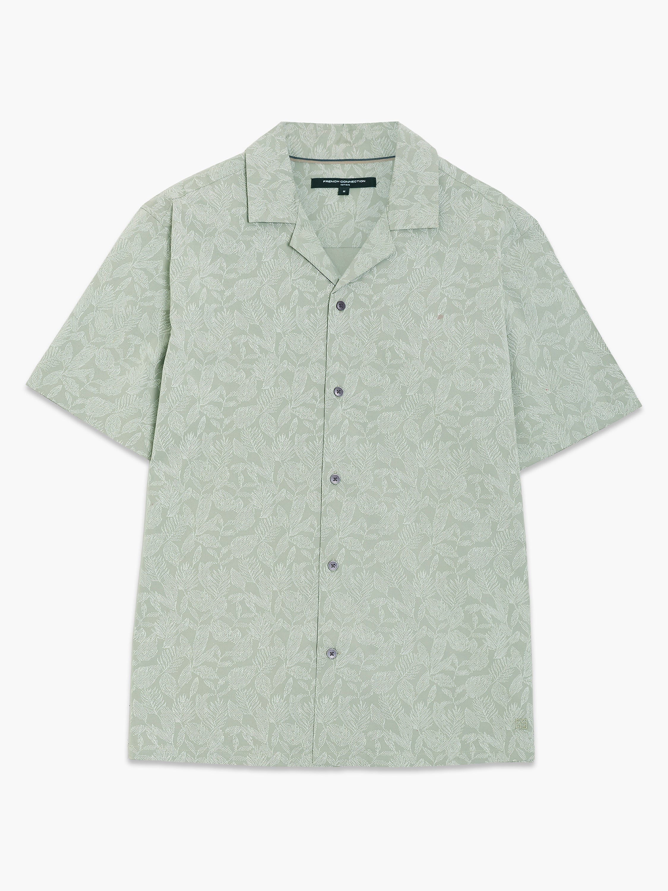 Short Sleeve Tropical Leaf Print Green Shirt