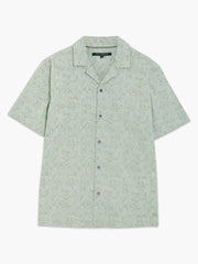 Short Sleeve Tropical Leaf Print Green Shirt