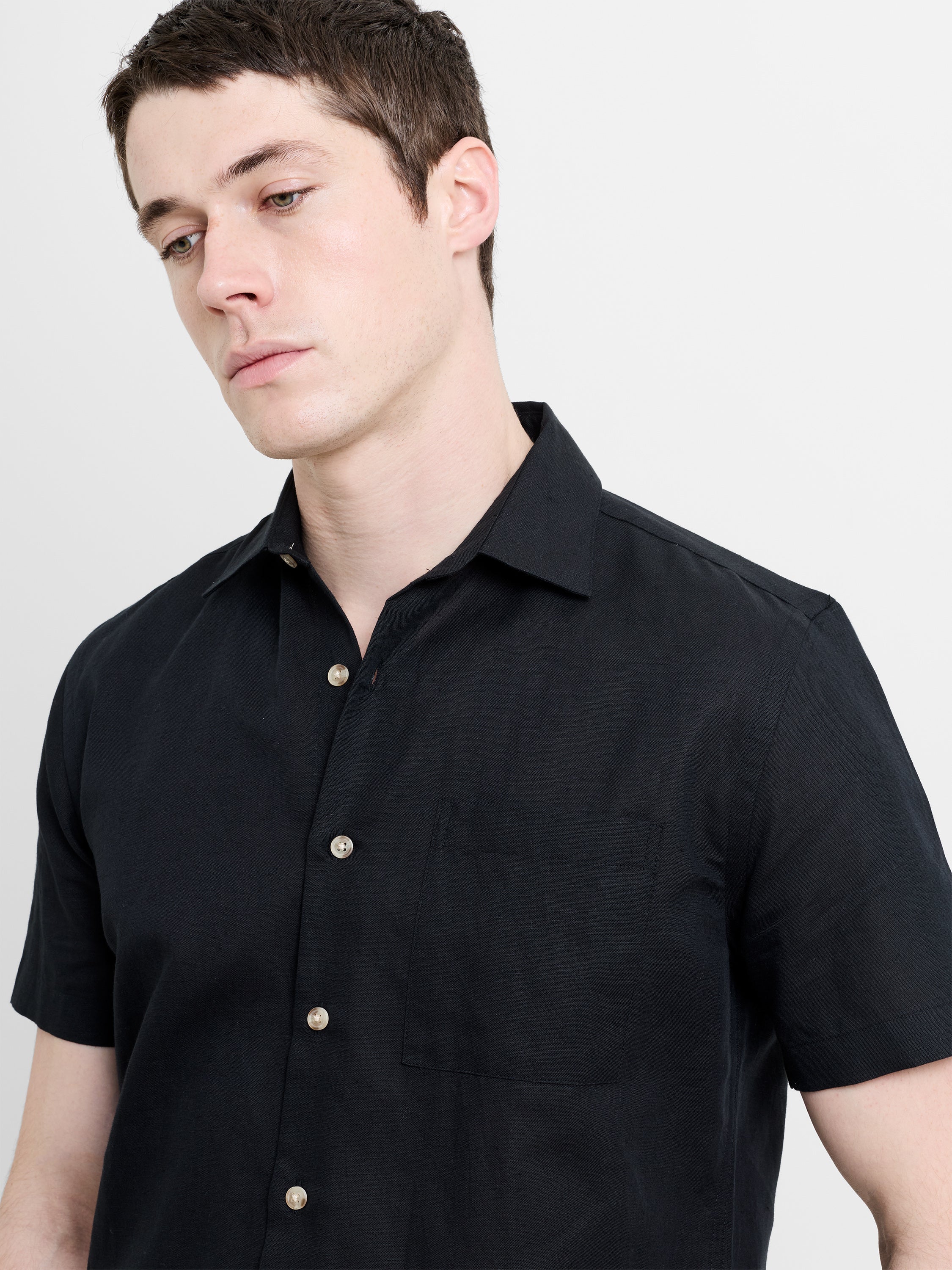 Linen Blend Short Sleeve Shirt