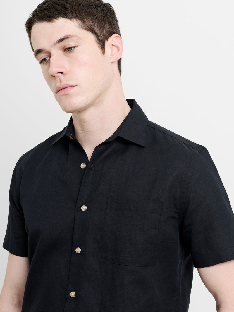 Linen Blend Short Sleeve Shirt