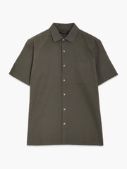 Short Sleeve Dark Green Linen Blend Shirt
