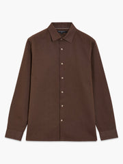 Long Sleeve Brown Linen Blend Shirt