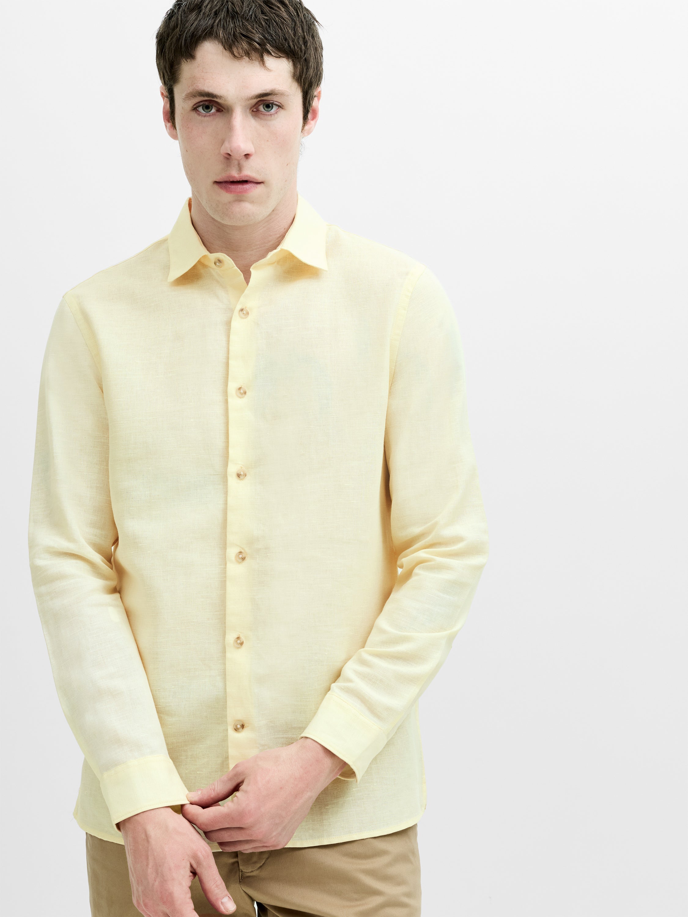 Linen Blend Long Sleeve Shirt