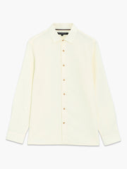 Long Sleeve Light Yellow Linen Blend Shirt