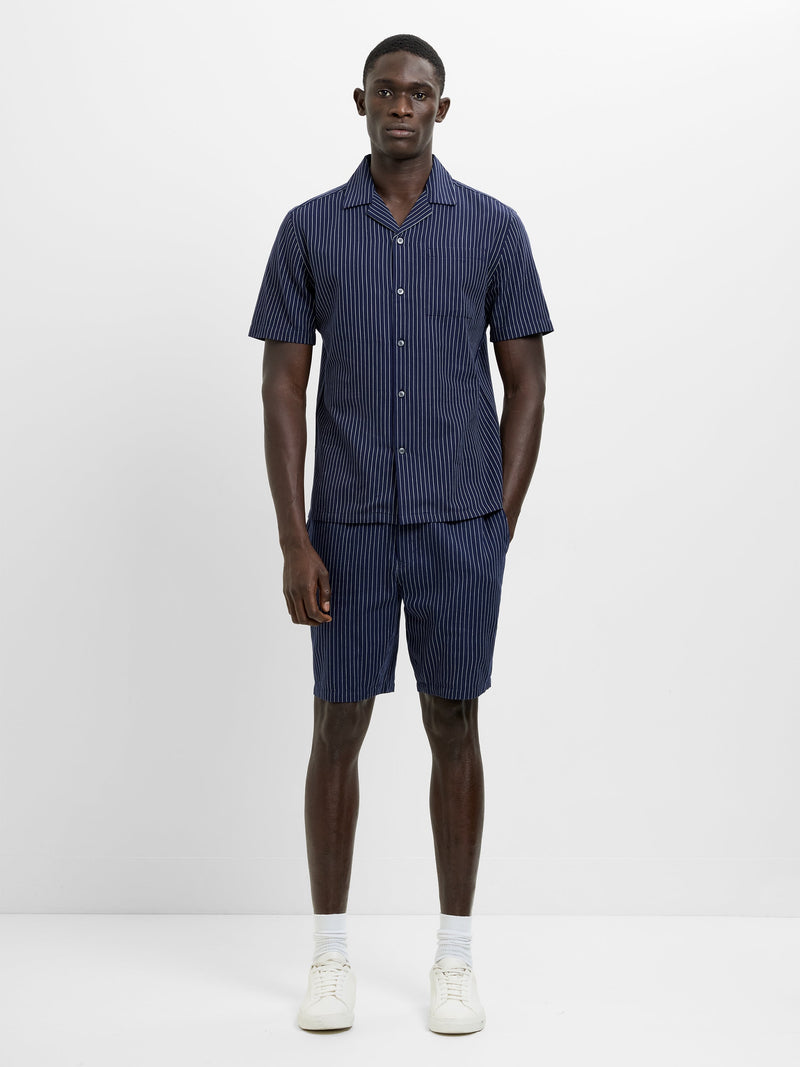 Short Sleeve Twill Striped Shirt