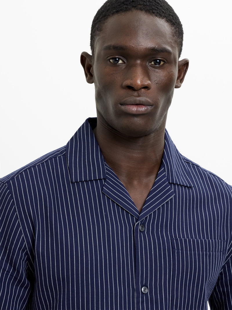 Short Sleeve Twill Striped Shirt