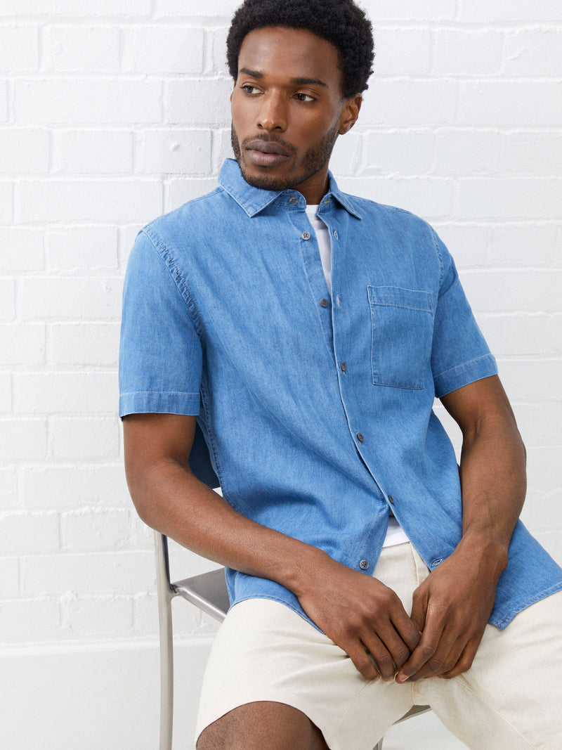 Short Sleeve Light Denim Shirt French Connection EU