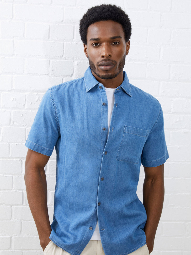 Short Sleeve Light Denim Shirt