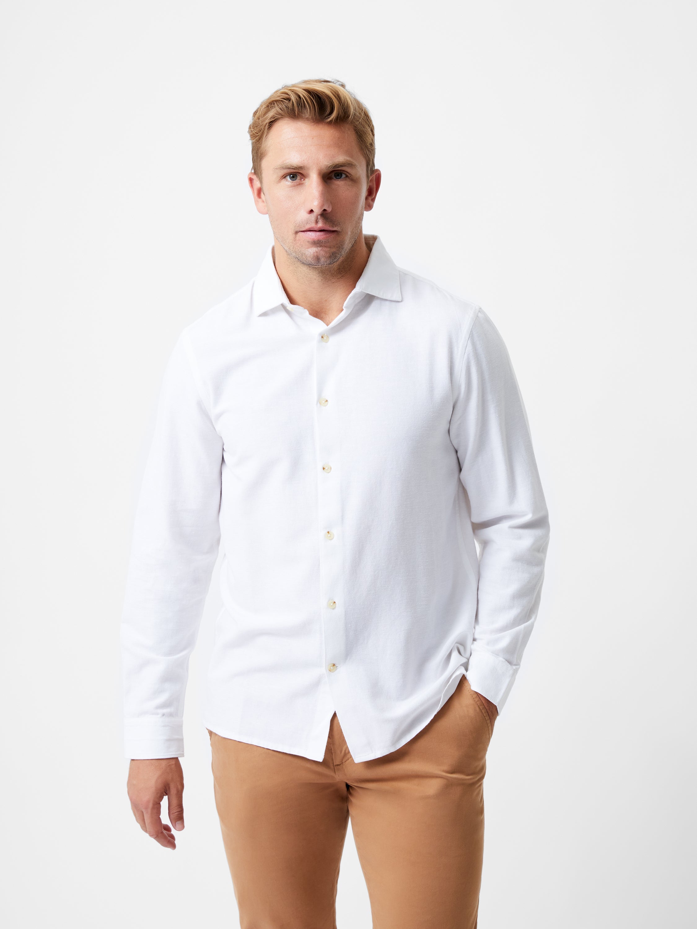 Long Sleeve Linen Blend Shirt