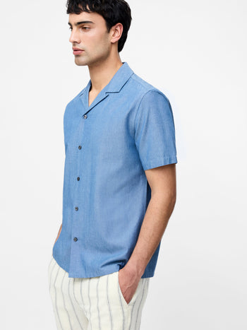 Chambray Denim Revere Short Sleeve Shirt
