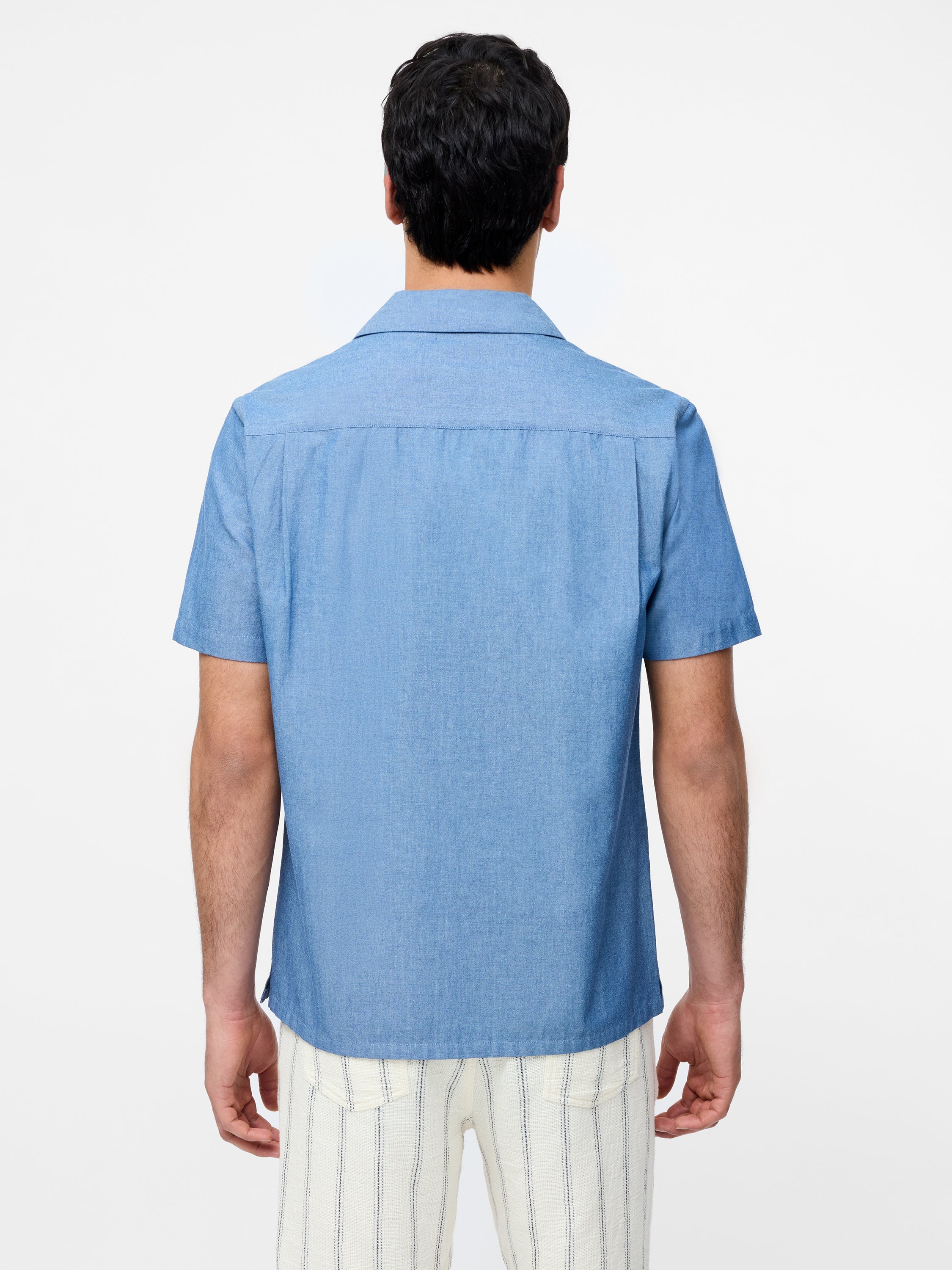 Chambray Denim Revere Short Sleeve Shirt