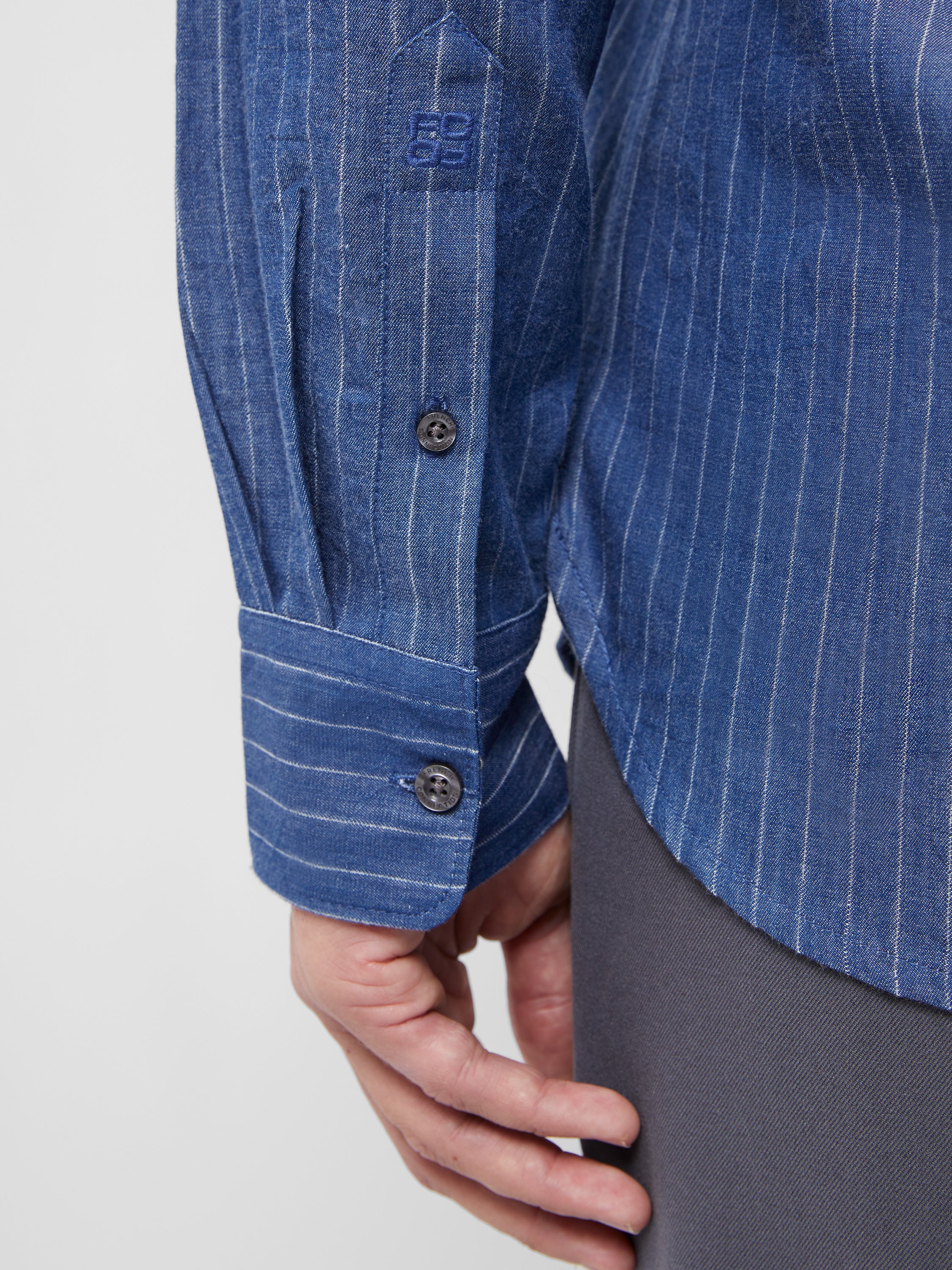 Chambray Stripe Long Sleeve Shirt