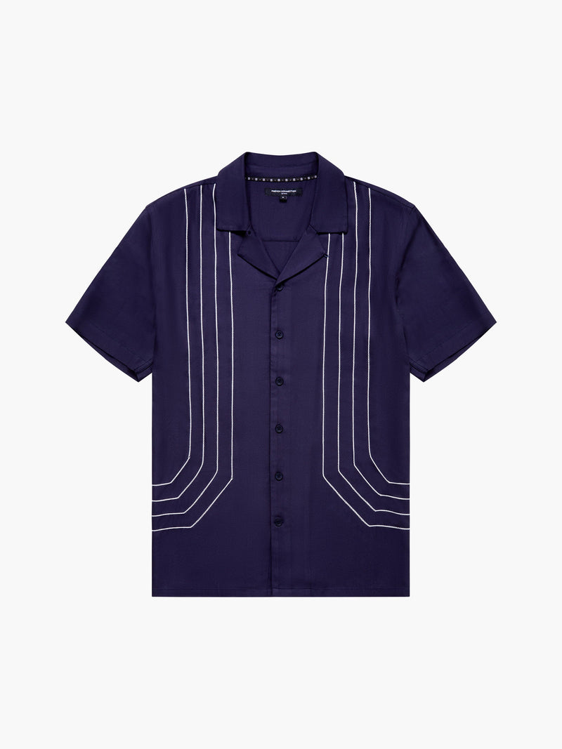 Border Chainstitch Revere Short Sleeve Shirt