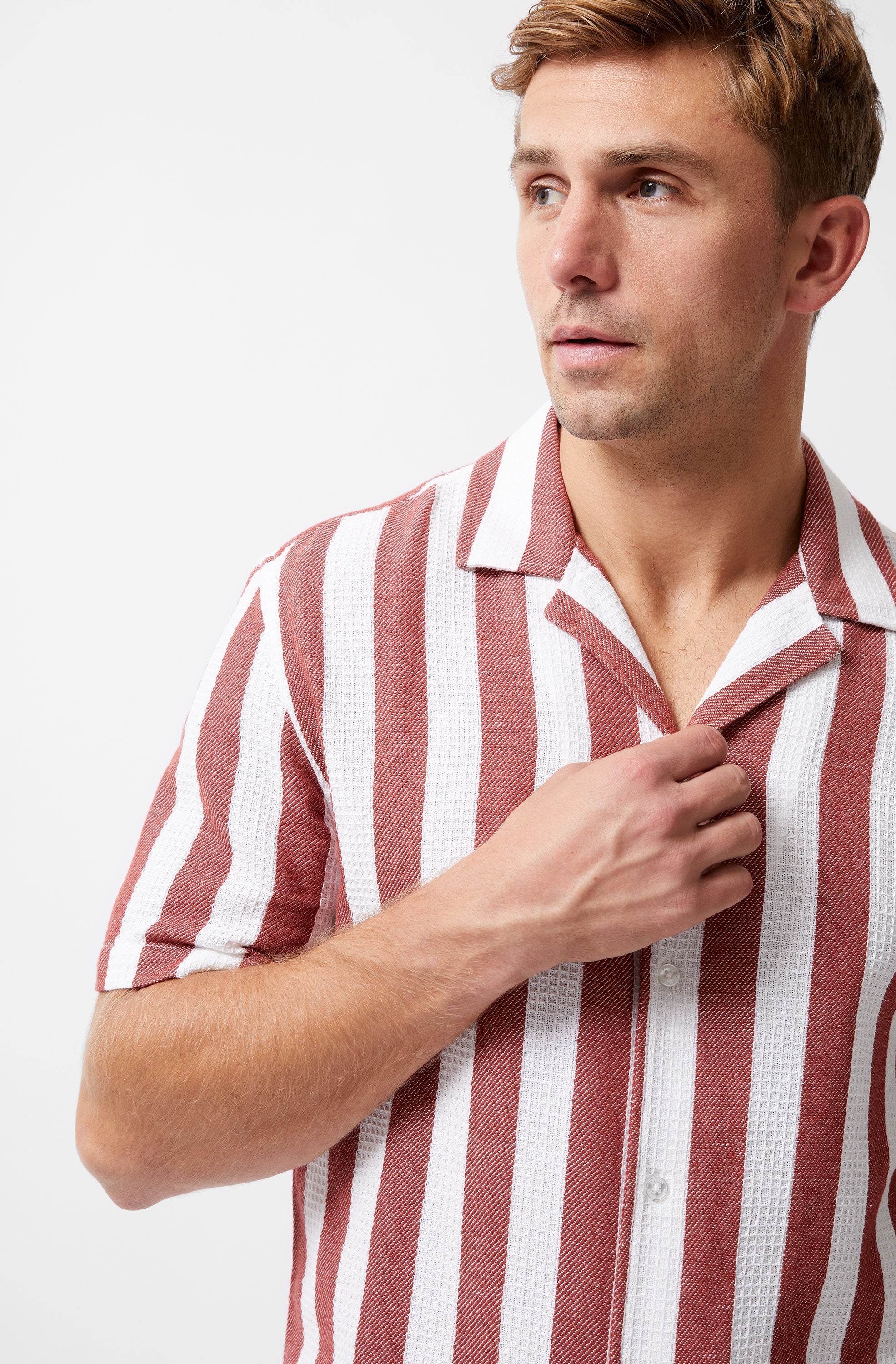 Waffle Stripe Short Sleeve Shirt