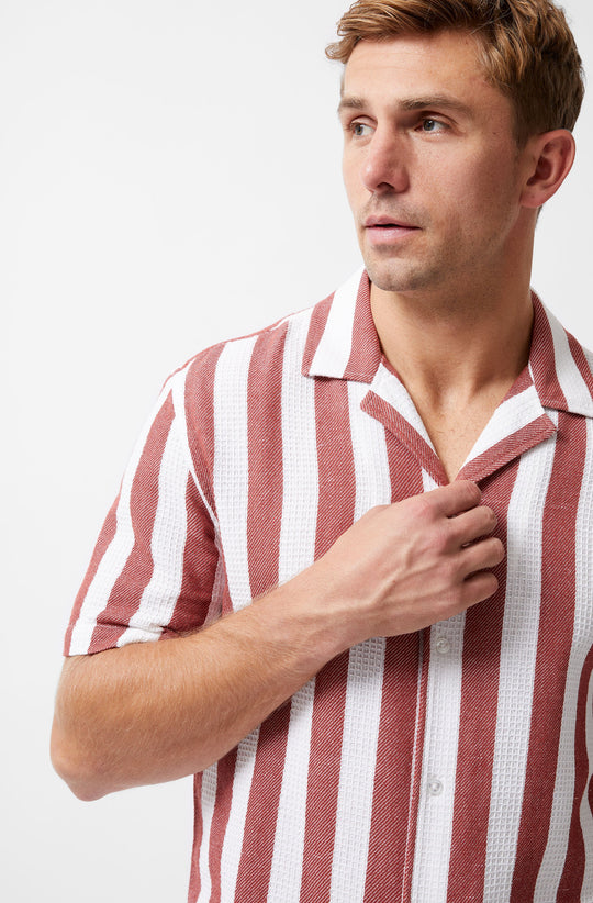 Waffle Stripe Short Sleeve Shirt