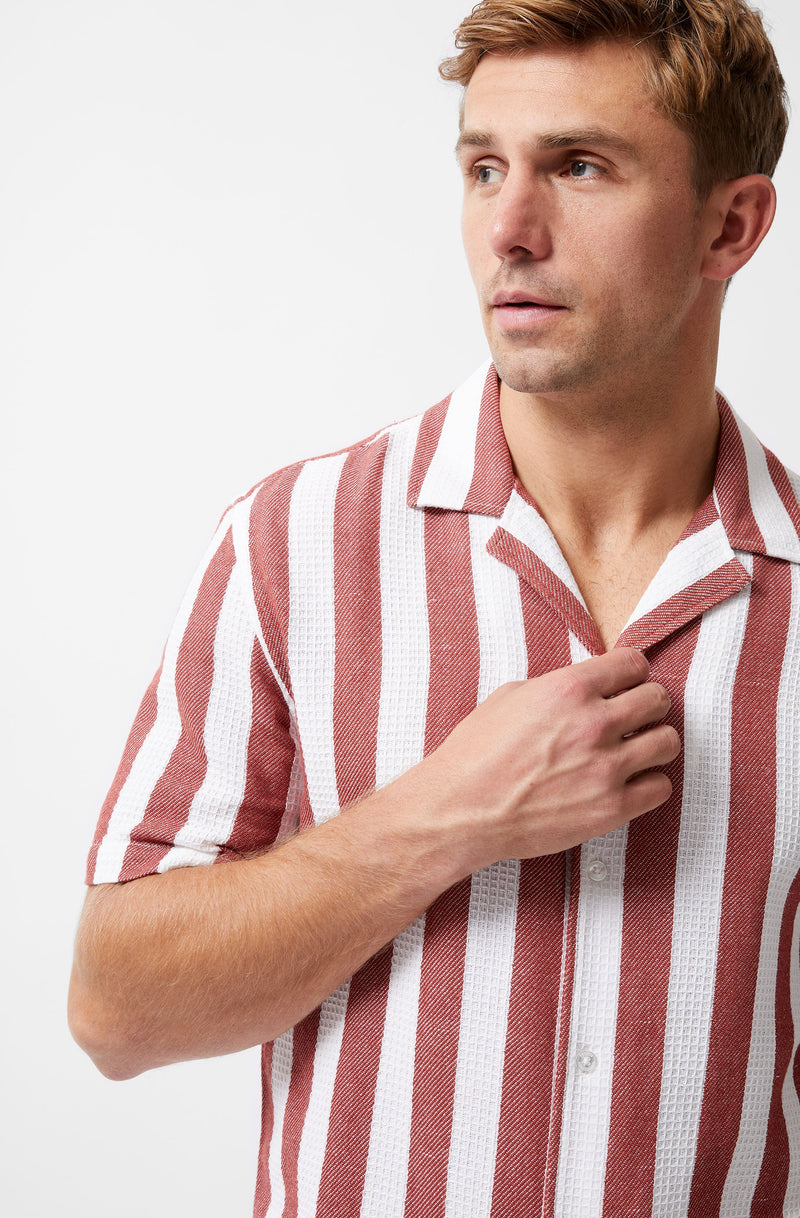 Waffle Stripe Short Sleeve Shirt