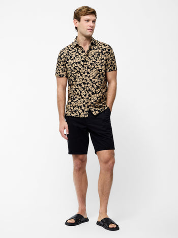 Linen Blend Printed Short Sleeve Shirt