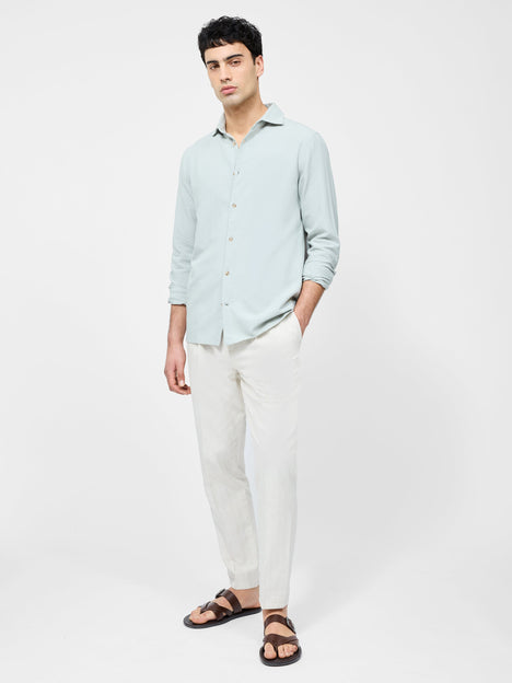 Long Sleeve Linen Blend Shirt