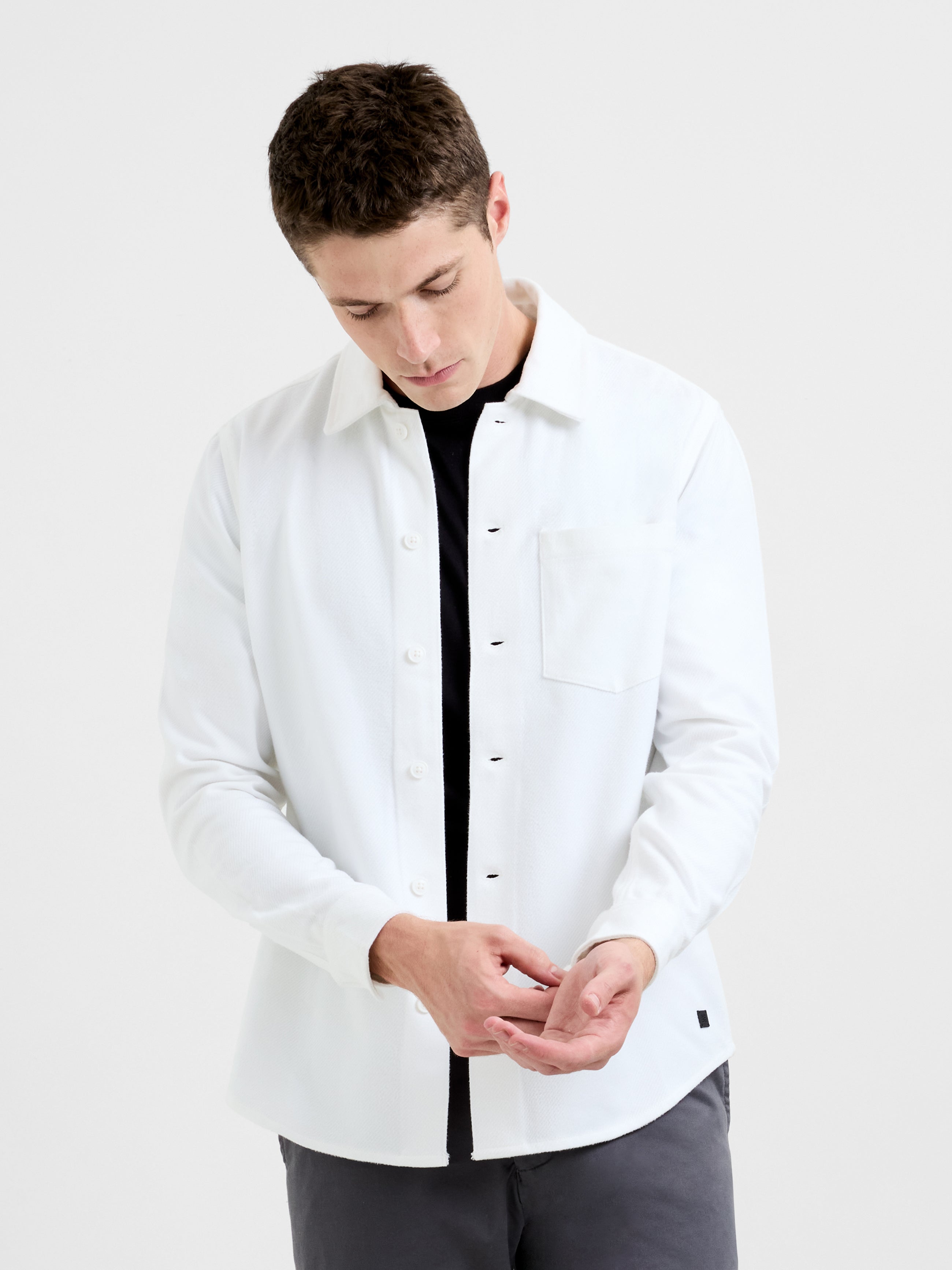 Viscose Blend Twill Long Sleeve Shirt