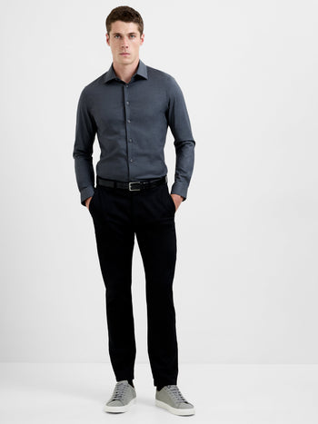Slim Fit Wool Blend Long Sleeve Shirt