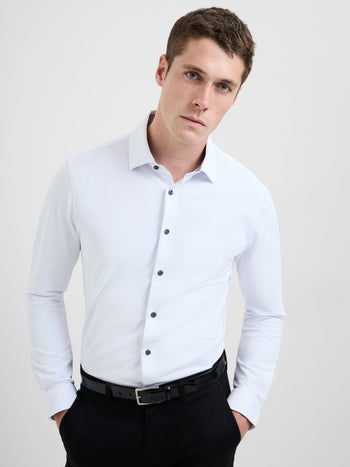 Slim Fit Contrast Detail Long Sleeve Shirt