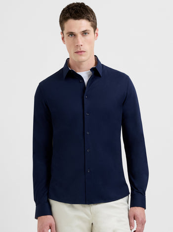 Slim Fit Contrast Detail Long Sleeve Shirt