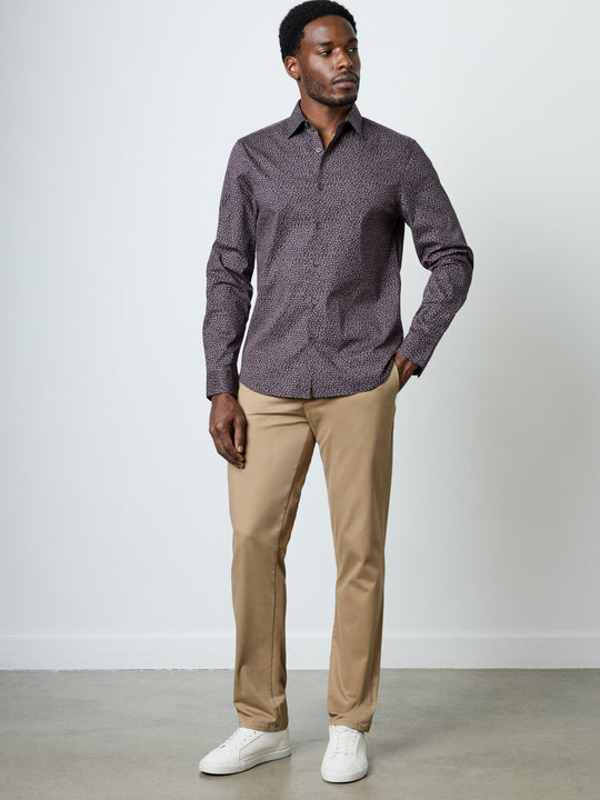 Long Sleeve Regular Fit Micro Flower Print Shirt