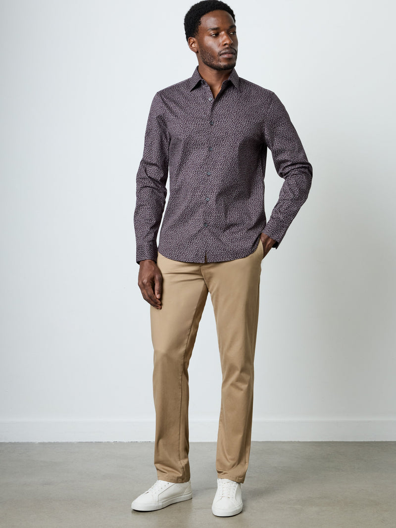 Long Sleeve Regular Fit Micro Flower Print Shirt