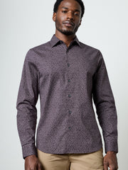 Long Sleeve Regular Fit Micro Flower Print Shirt
